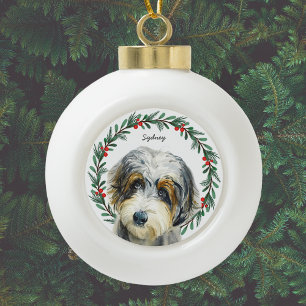 Boule En Céramique Aussiedoodle Chien Guirlande de Vacances Personnal