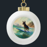 Boule En Céramique Australian Kelpie Beach Surf Paining<br><div class="desc">Plongez dans le monde ludique de l'aventure canine avec cette peinture captivante. Un chien en ébullition se rend aux vagues, chevauchant habilement le surf sur une plage baisée par le soleil. L'oeuvre d'art vibrante capte magnifiquement l'essence de l'excitation au bord de la plage tandis que le chien court sans crainte...</div>