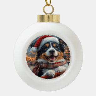 Boule En Céramique Australie Berger Dog Roller Dessous de verre Noël