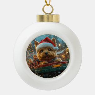 Boule En Céramique Australie Terrier Dog Roller Dessous de verre Noël
