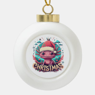 Boule En Céramique axolotl drôle en tenue de Noël