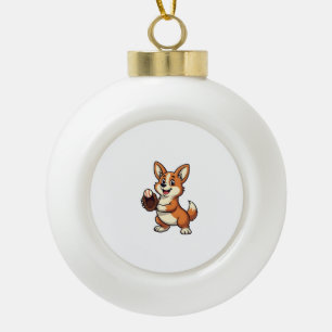 Boule En Céramique Base-ball vintage Chien Corgi Attrapeur Dessin Ani