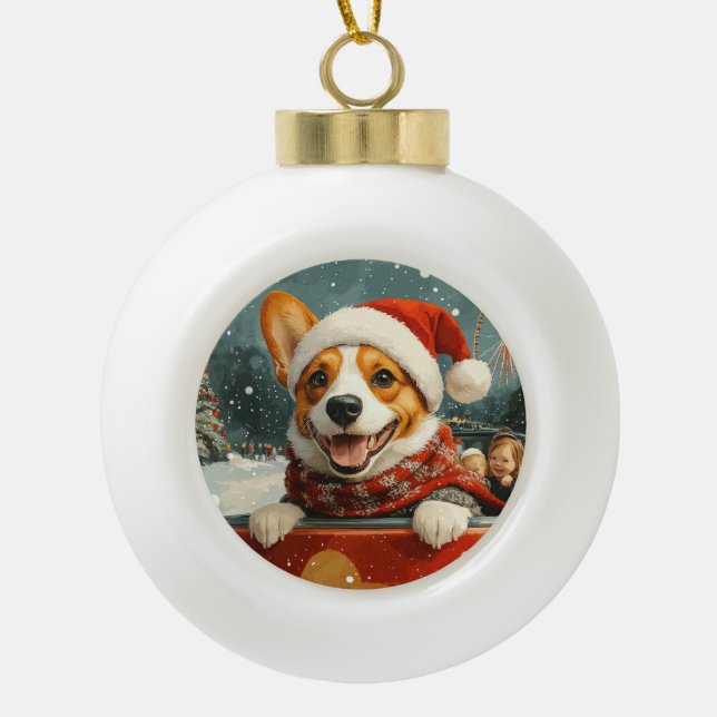 Boule En Céramique Basenji Dog Roller Dessous de verre Noël (Devant)