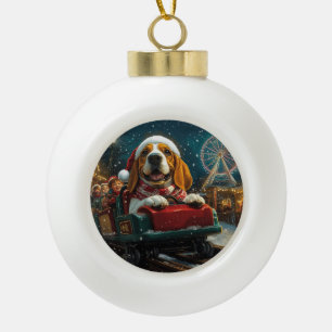Boule En Céramique Basset Hound Dog Roller Dessous de verre Noël