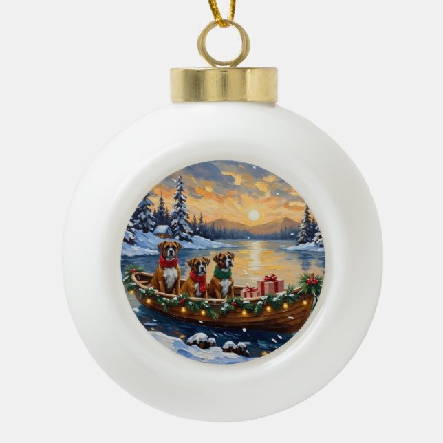 Boule En Céramique Bateau de Noël Boxer Fêtes (Devant)