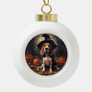 Boule En Céramique Beagle Citrouille Halloween effroi
