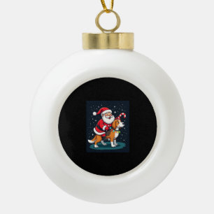 Boule En Céramique Beagle Xmas Éclairage Père Noël équitation Beagle