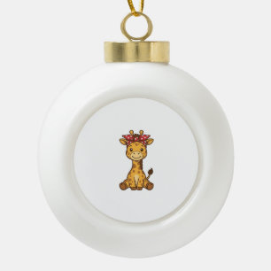Boule En Céramique Bébé girafe mignon avec nœud Design vectoriel vint