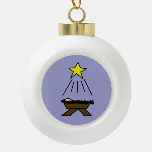 Boule En Céramique Bébé Jésus de joyeux anniversaire (Devant)