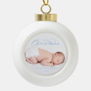 Boule En Céramique Bébé's First Christmas Tree Ornament Bleu