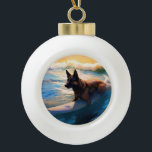 Boule En Céramique Belge Shepherd Beach Surf Peinture<br><div class="desc">Plongez dans le monde ludique de l'aventure canine avec cette peinture captivante. Un chien en ébullition se rend aux vagues, chevauchant habilement le surf sur une plage baisée par le soleil. L'oeuvre d'art vibrante capte magnifiquement l'essence de l'excitation au bord de la plage tandis que le chien court sans crainte...</div>