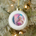 Boule En Céramique Belle fille de Noël rose 01<br><div class="desc">Belle illustration d'une belle fille en robe rose et casquette du Père Noël avec boîte cadeau près du sapin de Noël. Choisissez cette adorable fille dans les suites Père Noël entourée de l'atmosphère magique de Christimas pour célébrer vos vacances avec joie et une touche de magie. Vous pouvez trouver tous...</div>