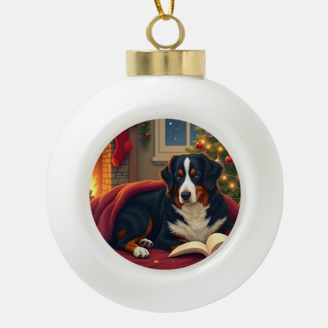 Boule En Céramique Bernese Mountain Dog Christmas Bedtime Story (Devant)