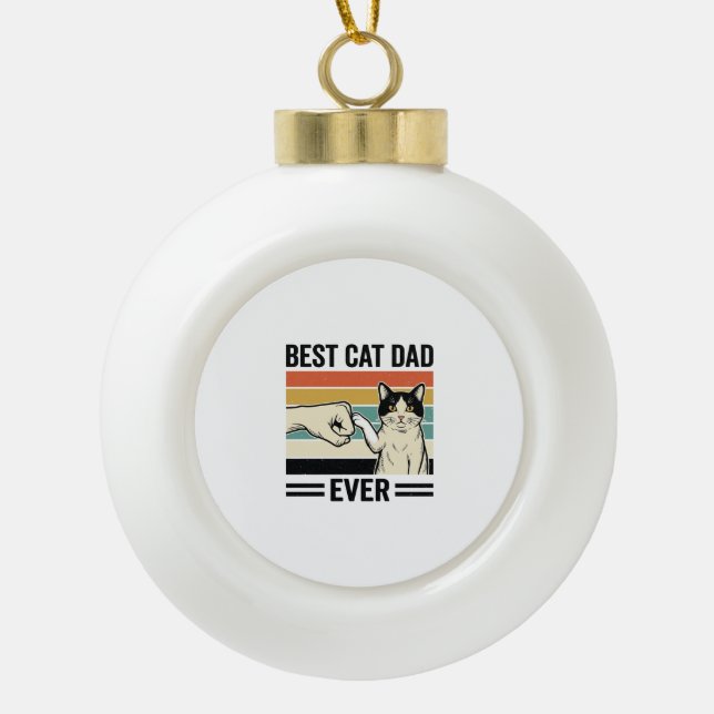 Boule En Céramique Best Cat Dad Ever Retro Cat Fist Bump Shirt_1 (Devant)