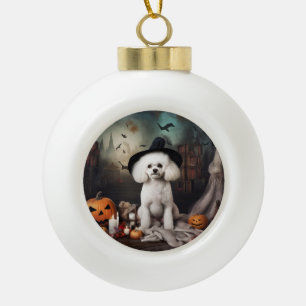 Boule En Céramique Bichon Frise Citrouilles Halloween Épouvantable