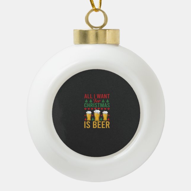 Boule En Céramique Bière de Noël Fête de Boisson (Devant)