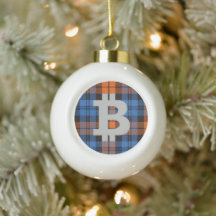 Bitcoin Bleu Plaid Flocon de neige Pewer Noël Orna