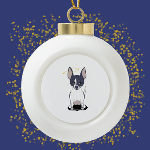 Boule En Céramique Blanc noir Chihuahua Angel
