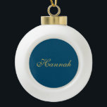Boule En Céramique Bleu Or Professionnel Nom Minimaliste Tendance<br><div class="desc">Représentez-vous avec ce design moderne et élégant. Ce modèle peut être personnalisé pour répondre à toutes les professions.</div>