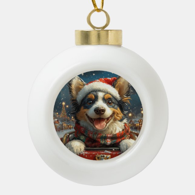 Boule En Céramique Blue Heeler Dog Roller Dessous de verre Noël (Devant)