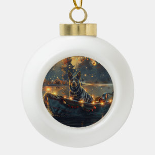 Boule En Céramique Blue Heeler Noël Festive Voyage