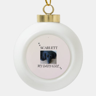 Boule En Céramique Blush Pet Photo with Festive Paw Prints