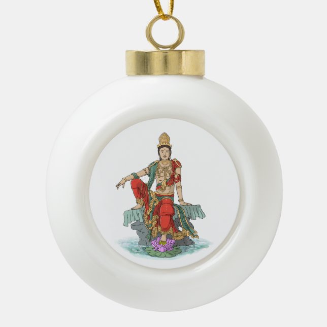 Boule En Céramique Bodhisattva de l'ornement de Noël de la compassion (Devant)