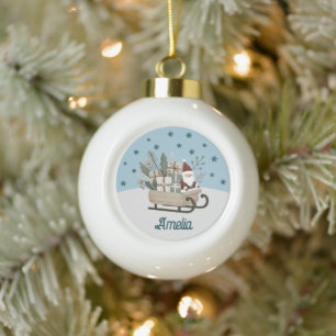 Boule En Céramique Boho Père Noël sur la seligh avec des cadeaux Snow