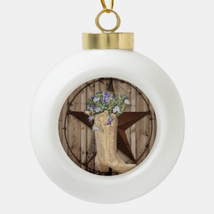 Boule En Céramique bois de grange rustique fleur sauvage cowboy occid