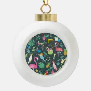 Boule En Céramique Boissons D'Oiseaux Tropicaux : Vibrant Sans Fil.