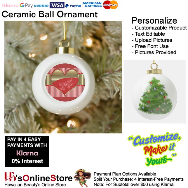 Boule En Céramique Boîtes de coeur Ornament en céramique (Boxes of Hearts Ceramic Ball Ornament.)