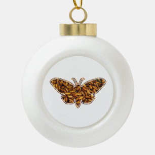 Boule En Céramique Bombyx Mori Silk Moth Cycle de vie Silhouette
