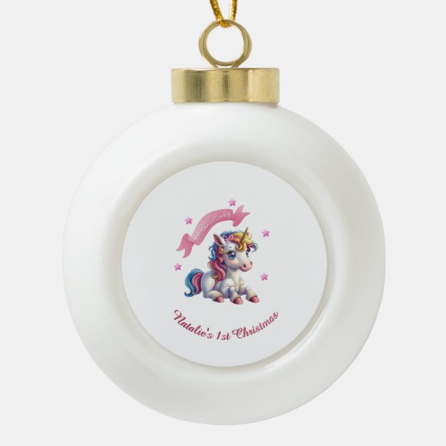 Boule En Céramique Bonjour bébé licorne (Devant)