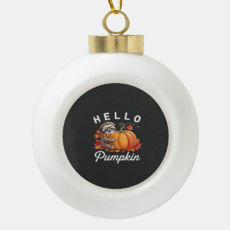 Boule En Céramique Bonjour Citrouille - Paresseux Automnal Mignon Feu