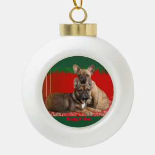 Boule En Céramique Bouledogue français Joyeux Noël Bouledogue