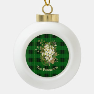 Boule En Céramique Bouquet vintage or et blanc sur Plaid vert