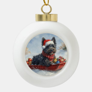 Boule En Céramique Bouviers Des Flandres Chien en Traîneau Noël