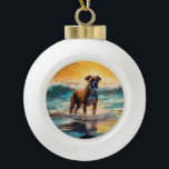 Boule En Céramique Boxer Beach Surfing Peinture<br><div class="desc">Plongez dans le monde ludique de l'aventure canine avec cette peinture captivante. Un chien en ébullition se rend aux vagues, chevauchant habilement le surf sur une plage baisée par le soleil. L'oeuvre d'art vibrante capte magnifiquement l'essence de l'excitation au bord de la plage tandis que le chien court sans crainte...</div>