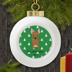 Boule En Céramique Brown Chihuahua White Noël Trees de Noël