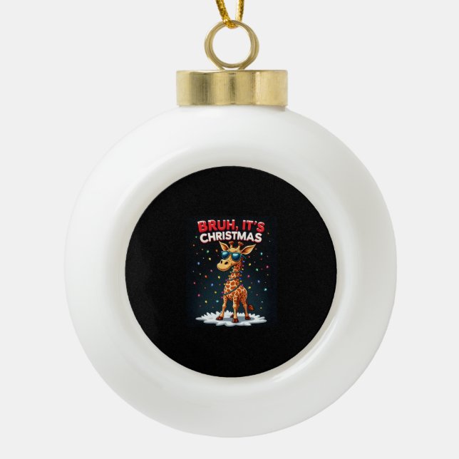 Boule En Céramique Bruh C'est Noël Giraffe Dabbing Dabbing Long Sle (Devant)