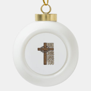 Boule En Céramique Bruh Jésus T'aime Croix Vintage Chrétien Vecto