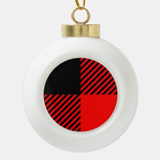 Boule En Céramique Buffalo Check Rouge et Noir Lumberjack Plaid Decor (Devant)