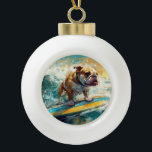 Boule En Céramique Bulldog Beach Surf Peinture<br><div class="desc">Plongez dans le monde ludique de l'aventure canine avec cette peinture captivante. Un chien en ébullition se rend aux vagues, chevauchant habilement le surf sur une plage baisée par le soleil. L'oeuvre d'art vibrante capte magnifiquement l'essence de l'excitation au bord de la plage tandis que le chien court sans crainte...</div>