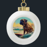 Boule En Céramique Bullmastiff Beach Surfing Peinture<br><div class="desc">Plongez dans le monde ludique de l'aventure canine avec cette peinture captivante. Un chien en ébullition se rend aux vagues, chevauchant habilement le surf sur une plage baisée par le soleil. L'oeuvre d'art vibrante capte magnifiquement l'essence de l'excitation au bord de la plage tandis que le chien court sans crainte...</div>