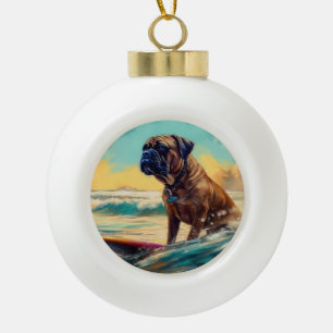 Boule En Céramique Bullmastiff Beach Surfing Peinture