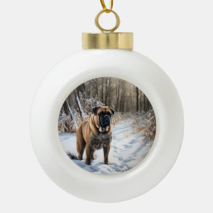 Boule En Céramique Bullmastiff Laisser neiger Noël