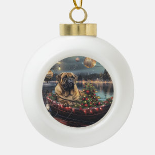 Boule En Céramique Bullmastiff Noël Festive Voyage
