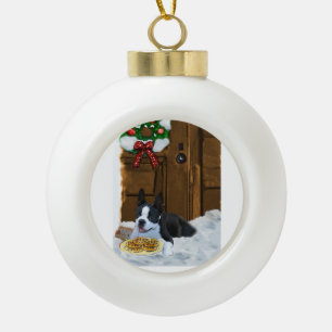 Boule En Céramique Cadeaux de Noël Boston Terrier