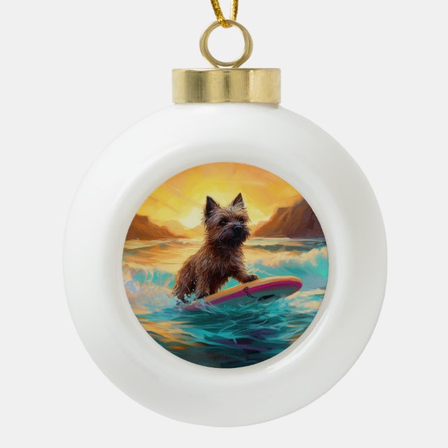 Boule En Céramique Cairn Terrier Plage Surf Peinture (Devant)