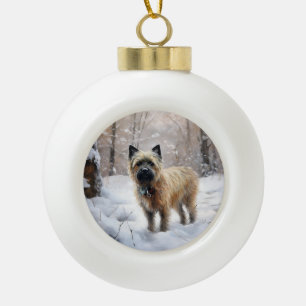 Boule En Céramique Cairn Terrier Qu'Il Neige Noël